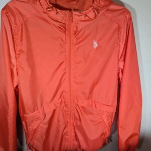 Orange Hooded Windbreaker Jacket